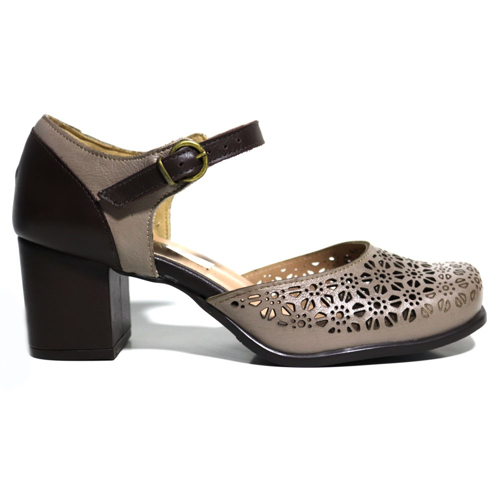 sapatos bege salto medio